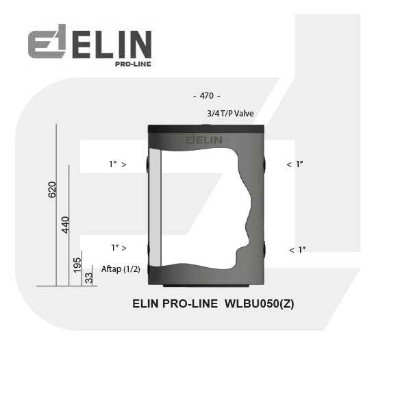 Afmeting ELIN PRO-LINE WLBU050(Z)buffervat 50L