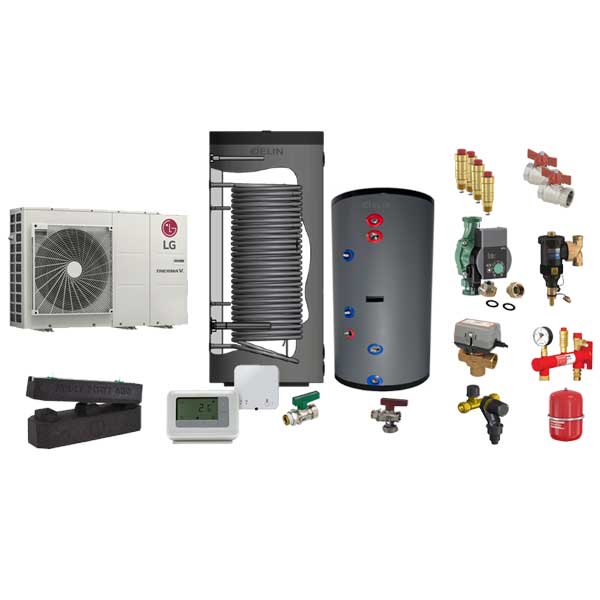 ELLG09200300WPASM3F SET 9kW WP 400V + 300L Boiler + 200L Buffervat + appendages